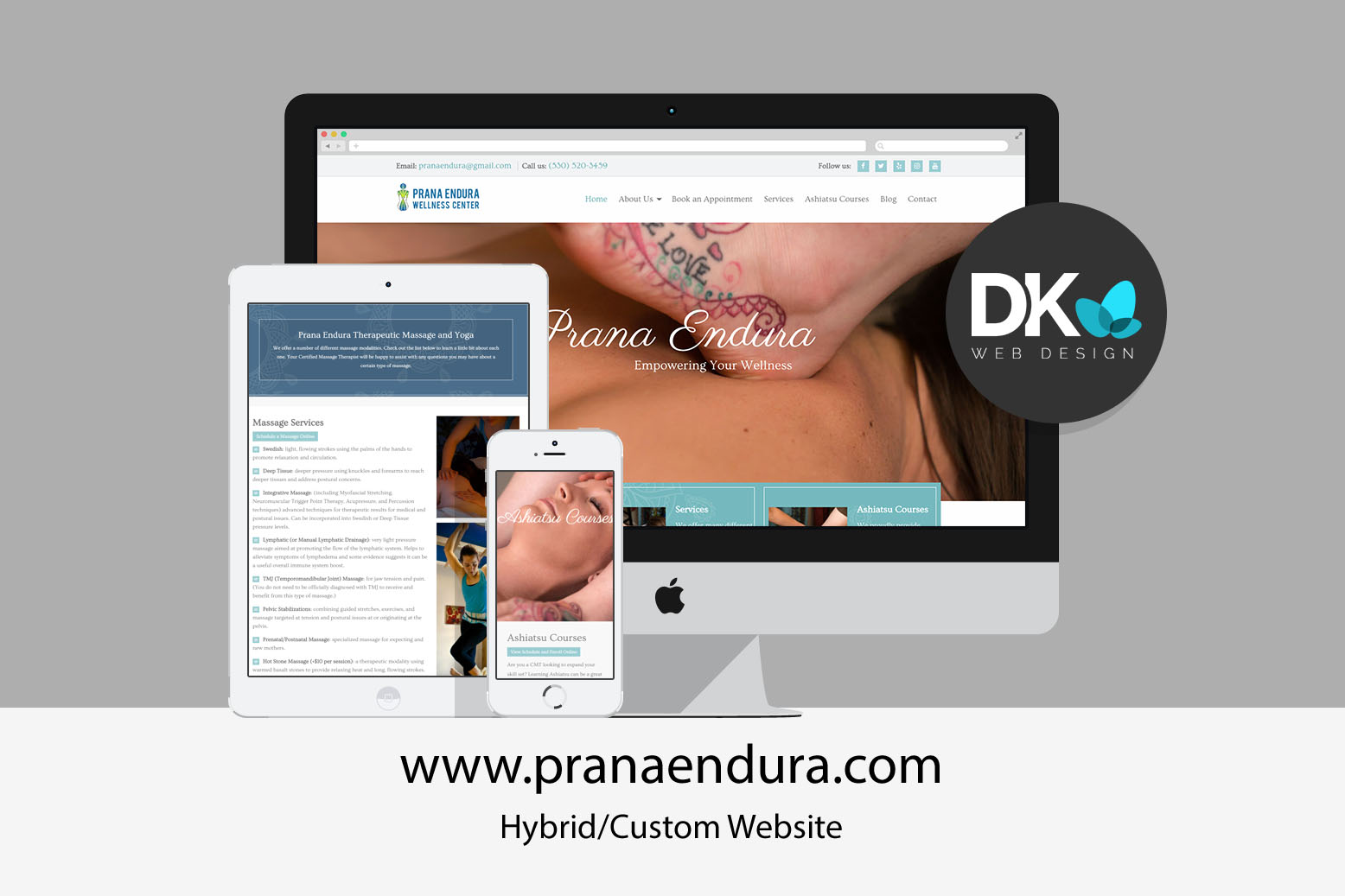 Screenshot of the Prana Endura website