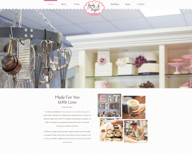Screenshot of Lovely Layer's Cakery website, developed by DK Web Design