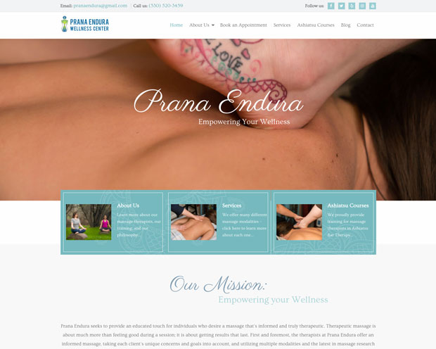 Screenshot of the Prana Endura's website, designed and developed by DK Web Design