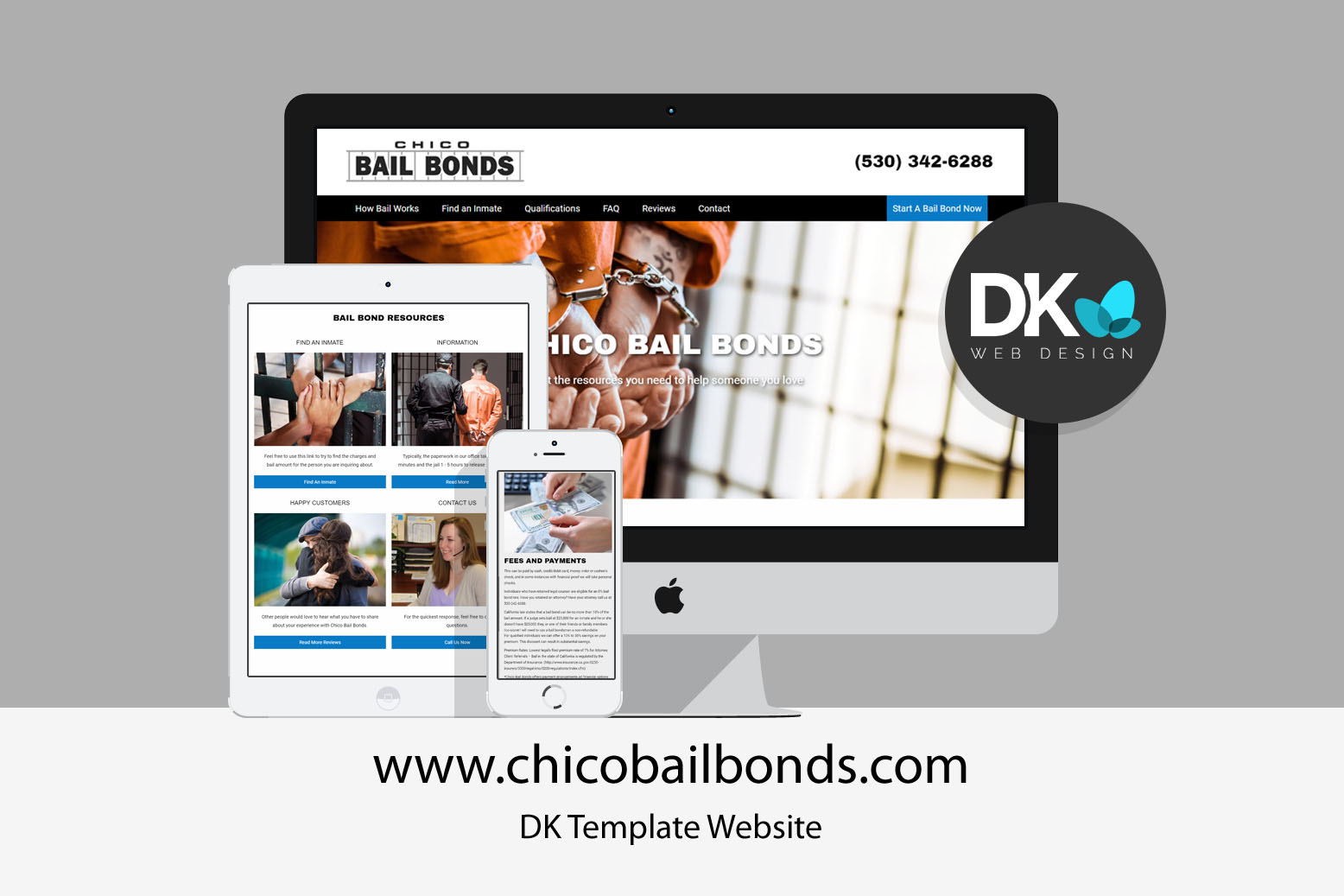 Screenshot of Chico Bail Bonds website