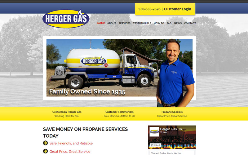 Screenshot of the Herger Gas website