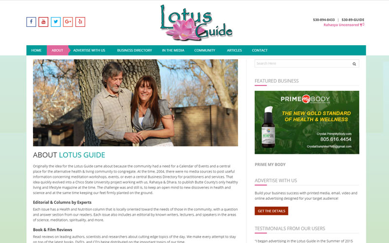 Screenshot of the Lotus Guide website