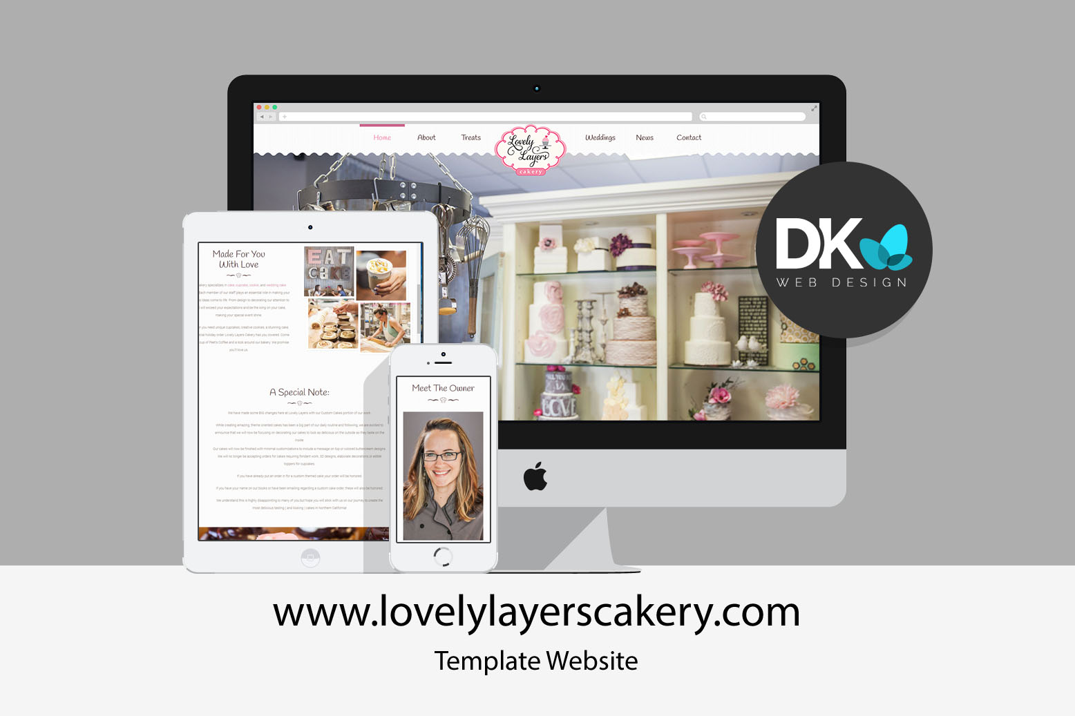 Screenshot of the Lovely Layers Cakery website