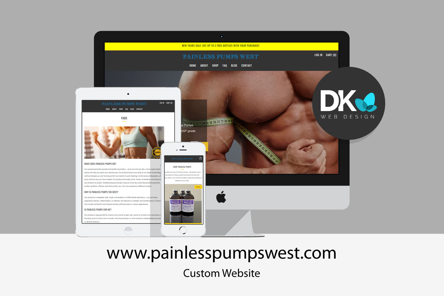 Screenshot of the Painless Pumps West website