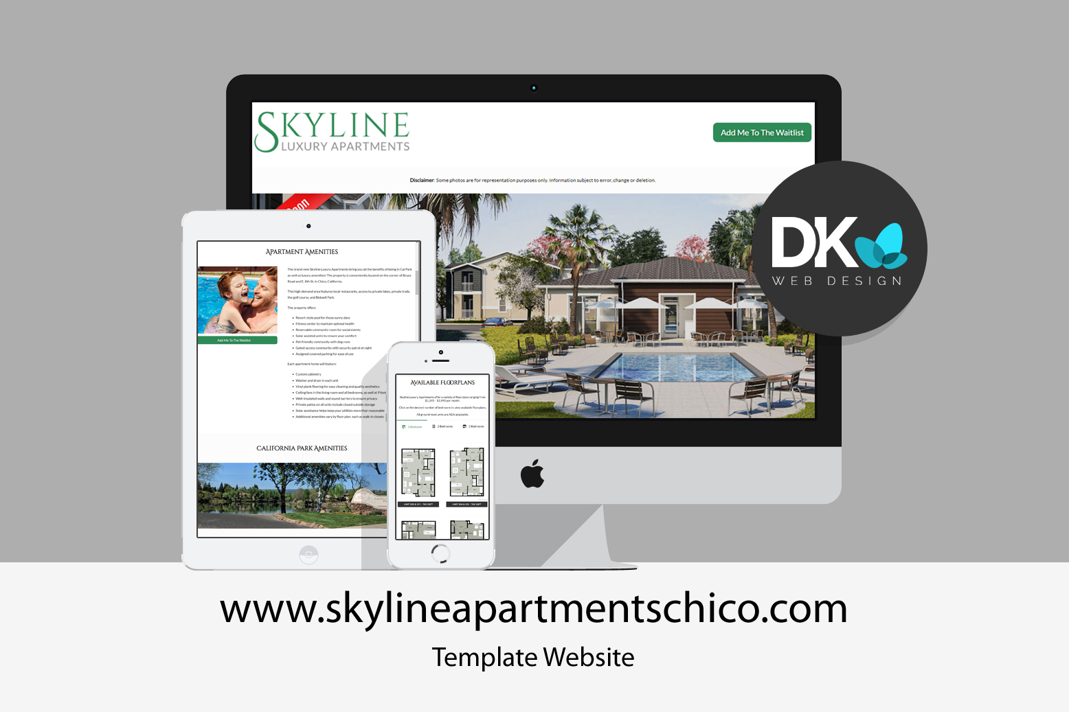 Screenshot of the Skyline Apartments website