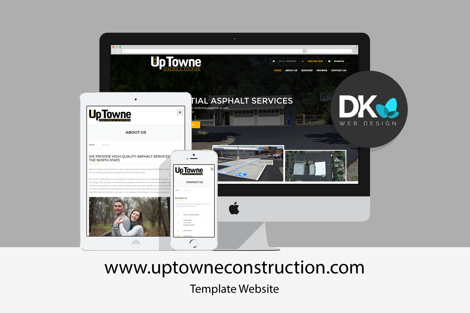 Screenshot of the Uptowne Sealing and Striping website